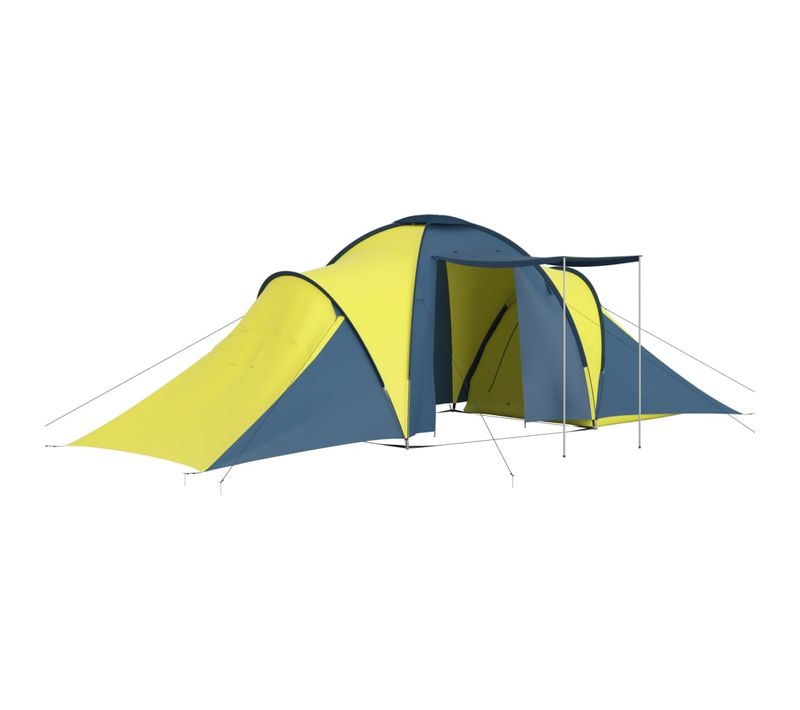 Tente De Camping Pour 6 Personnes Bleu Et Jaune