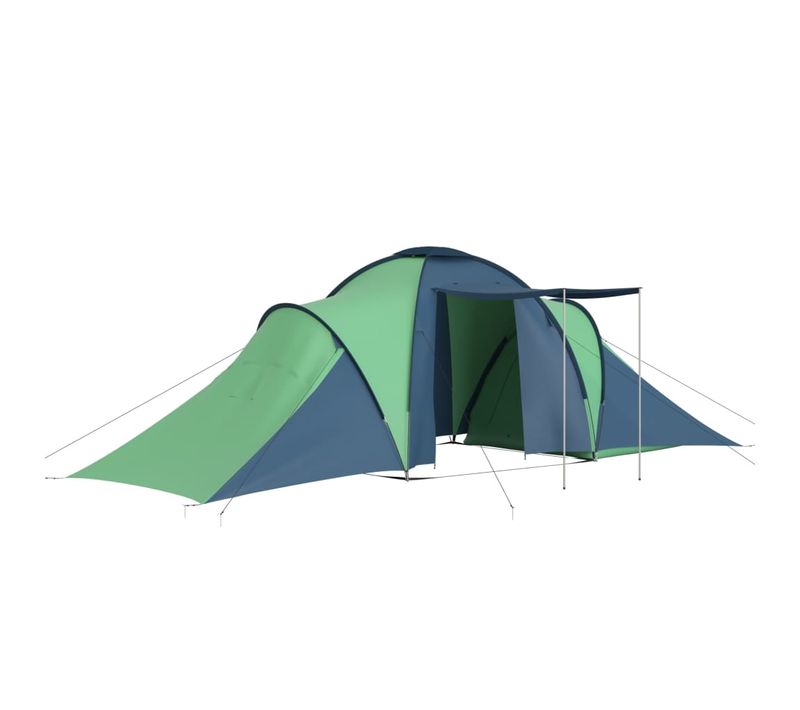 Tente De Camping Pour 6 Personnes Bleu Et Vert