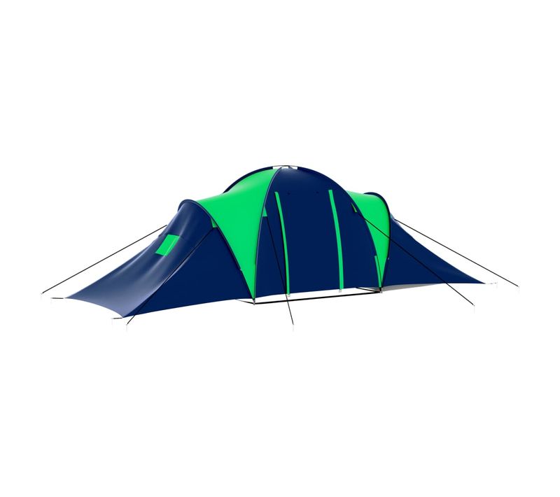 Tente De Camping 9 Personnes Bleu Et Vert