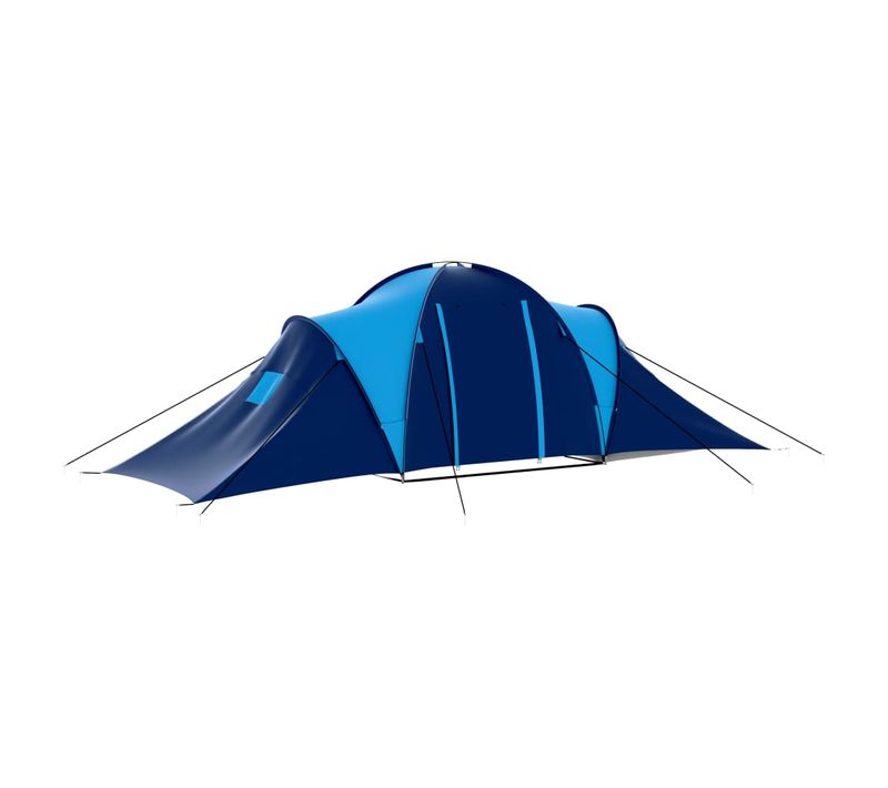 Tente De Camping Tissu 9 Personnes Bleu Foncé Et Bleu