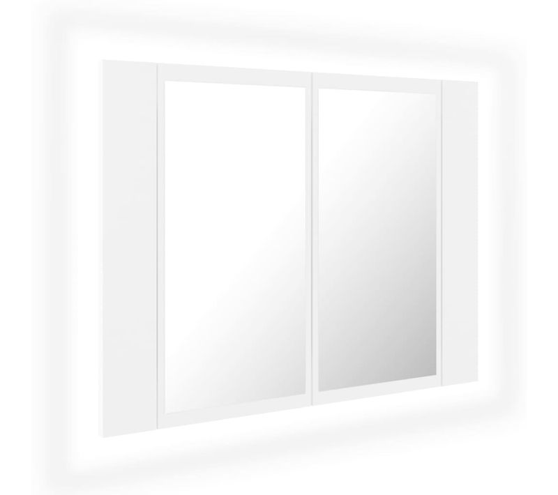 Armoire Salle De Bain à Miroir LED Blanc 60x12x45 Cm Acrylique