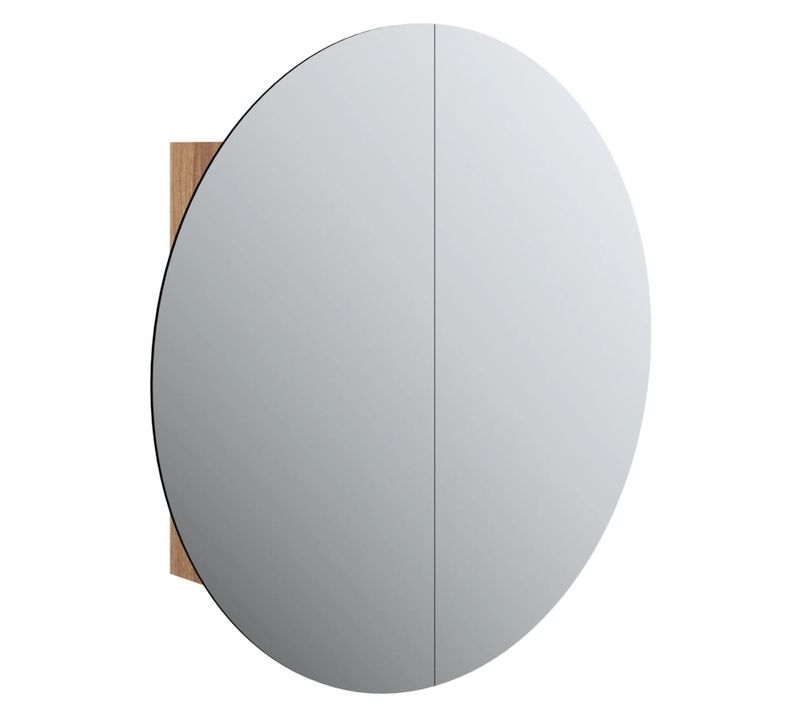 Armoire De Salle De Bain Miroir Rond Et LED Chêne 54x54x17,5 Cm