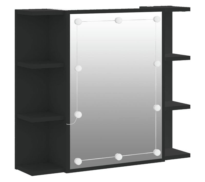 Armoire à Miroir Avec LED Noir 70x16,5x60 Cm