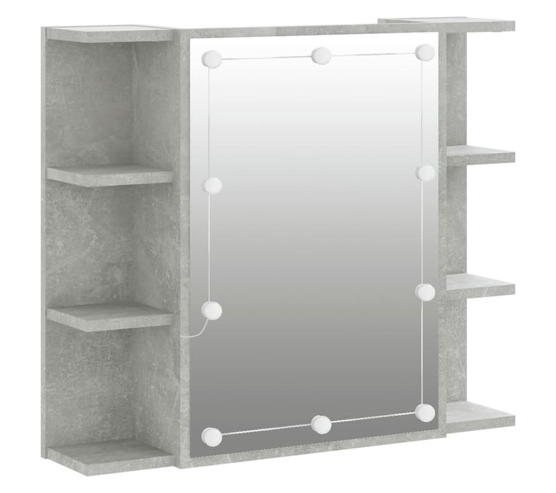 Armoire à Miroir Avec LED Gris Béton 70x16,5x60 Cm