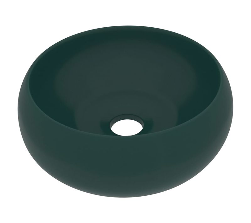 Lavabo Rond De Luxe Vert Foncé Mat 40x15 Cm Céramique