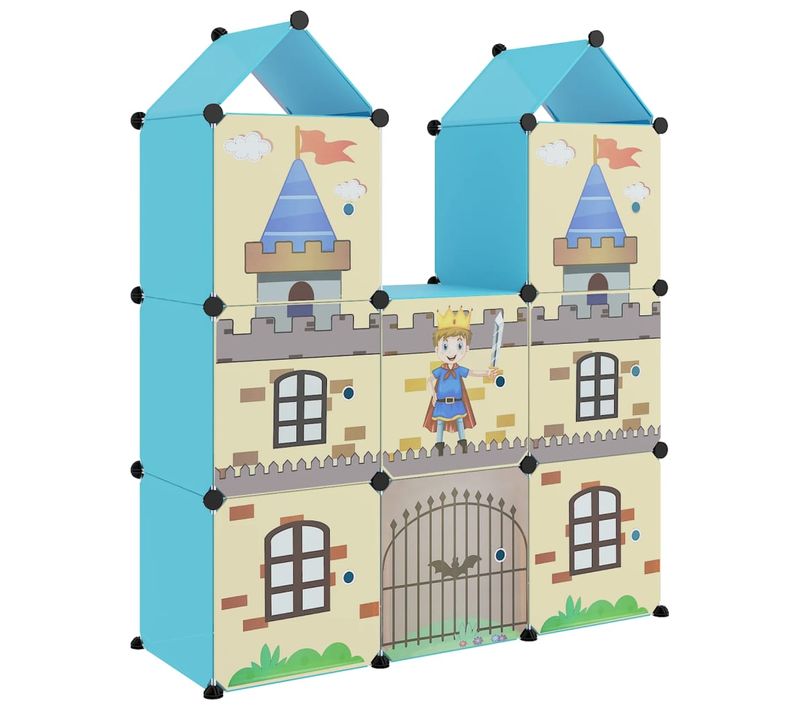 Armoire De Rangement Pour Enfants Avec 8 Cubes Bleu Pp