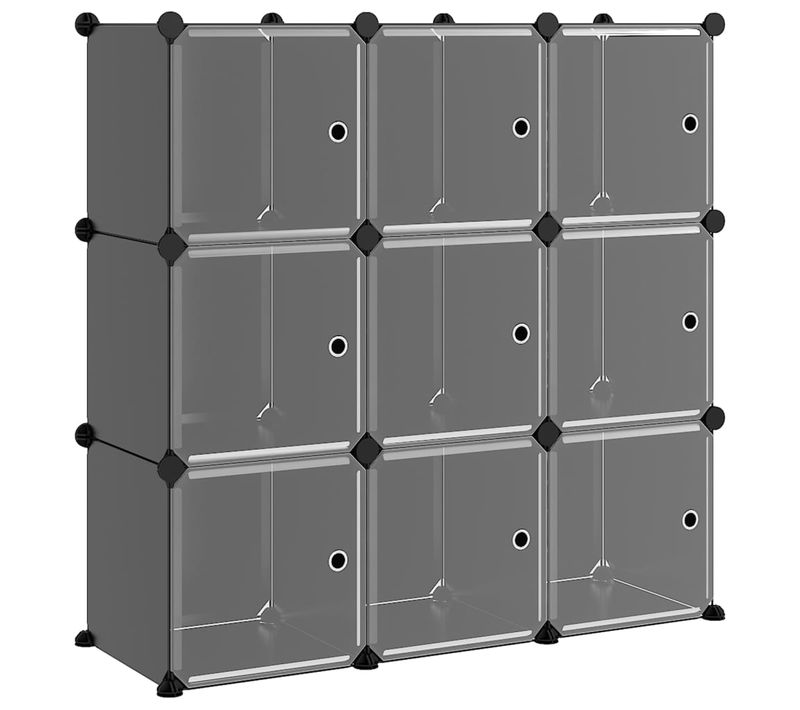 Cubes De Rangement 9 Pièces Avec Portes Noir Pp