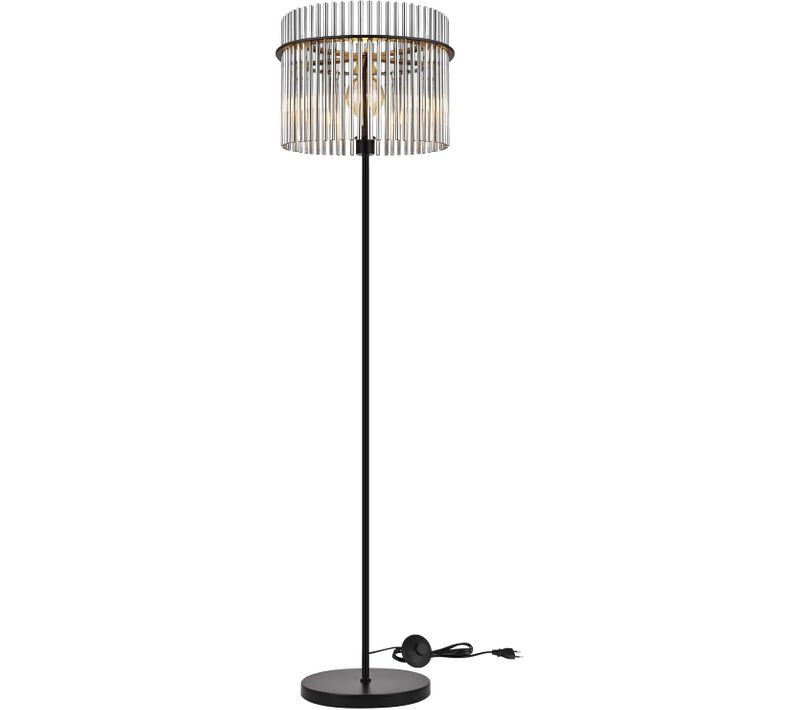 Lampadaire Noir Avec Abat-jour En Verre Lampe Sur Pied E27 Avec Interrupteur, Moderne (Sans ampoule)