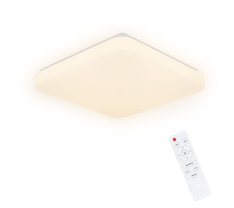 Plafonnier LED Ciel Étoilé Télécommande 37w Carré 28cm Chambre Enfant Salon
