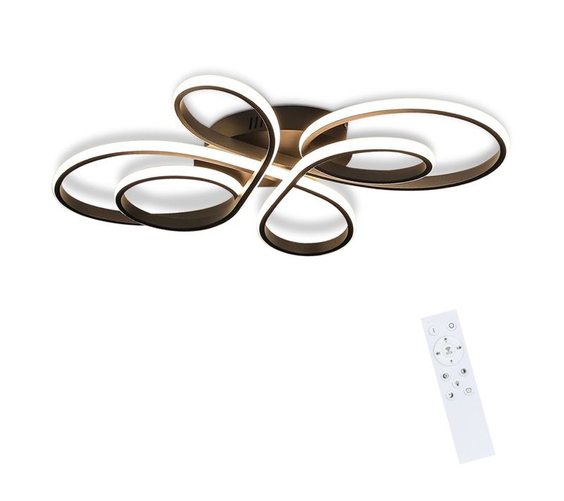 Plafonnier LED Noir Dimmable 80cm 78w Télécommande Salon Salle à Manger