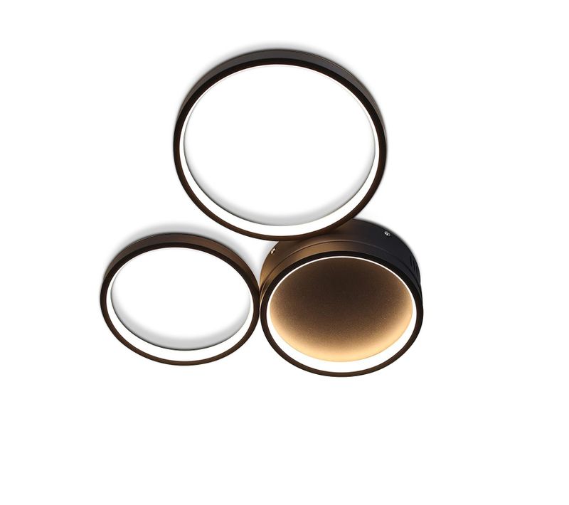 Plafonnier LED 22w 3 Anneaux Noir Blanc Chaud Moderne Salon Chambre Enfant