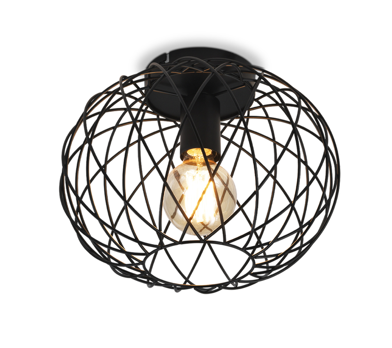 Plafonnier E27 Rond Noir 30cm Max. 40w Lampe De Couloir En Métal Rétro Vintage Abat-jour