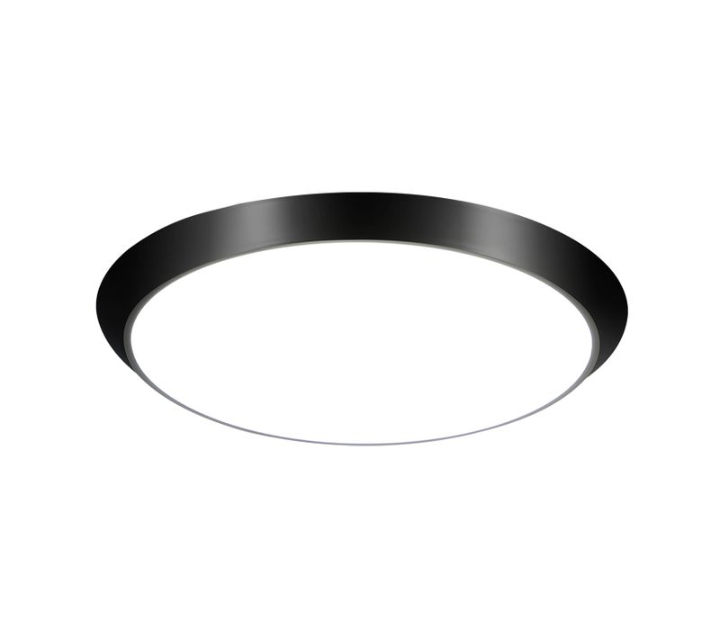 Plafonnier LED Détecteur Mouvement Ip44 Noir 15w 4000k Cave Rond 30cm