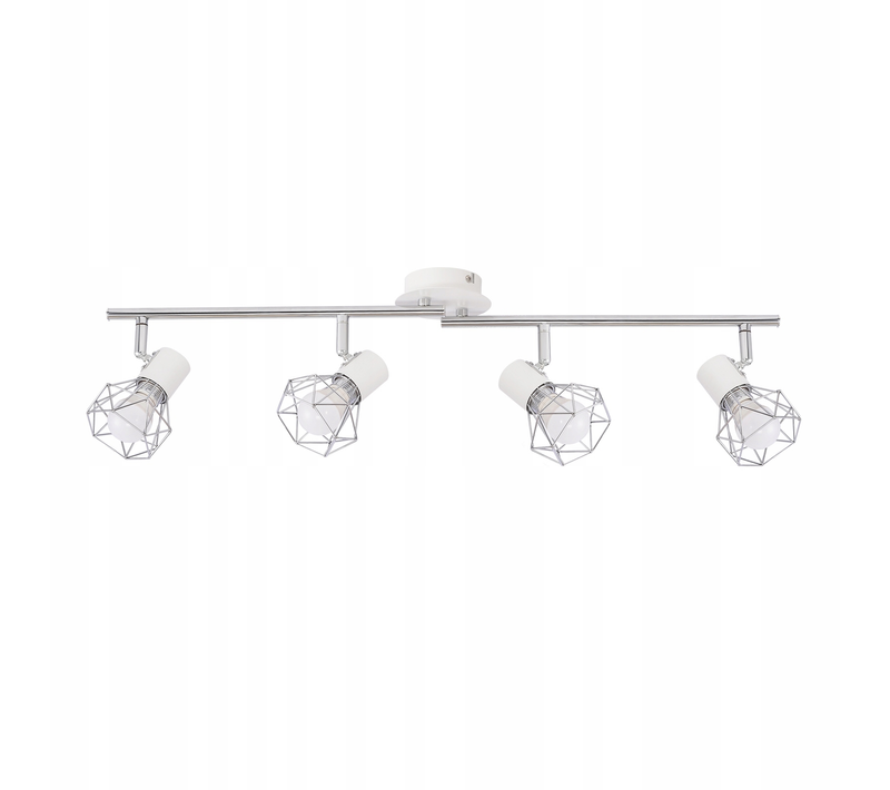 Plafonnier 4 Spots E14 Vintage Industriel Métal Blanc Cuisine Salon Chambre Enfant