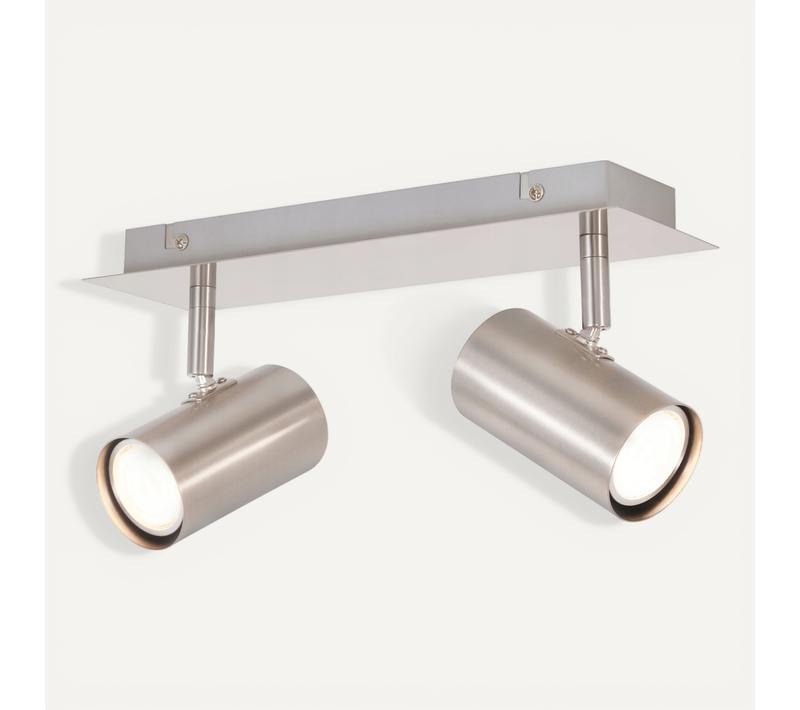Lot De 2 Spots Plafond Gu10 Orientables Nickel Moderne Salon Couloir (sans Ampoule)