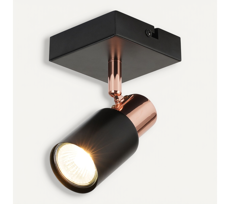 Spot De Plafond 1 Ampoule Gu10 Noir Orientable 355° Luminaire Intérieur Moderne