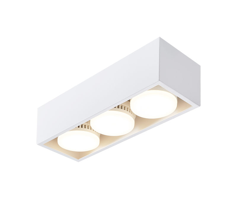 Plafonnier 3 Spots LED Blanc Chaud Gx53 Carrés Orientables Cuisine Salon Chambre