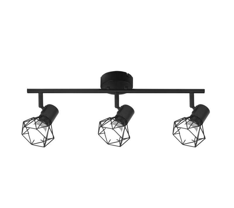 Plafonnier 3 Spots E14 Noir Industriel Orientable 350° Vintage Salon Cuisine Chambre