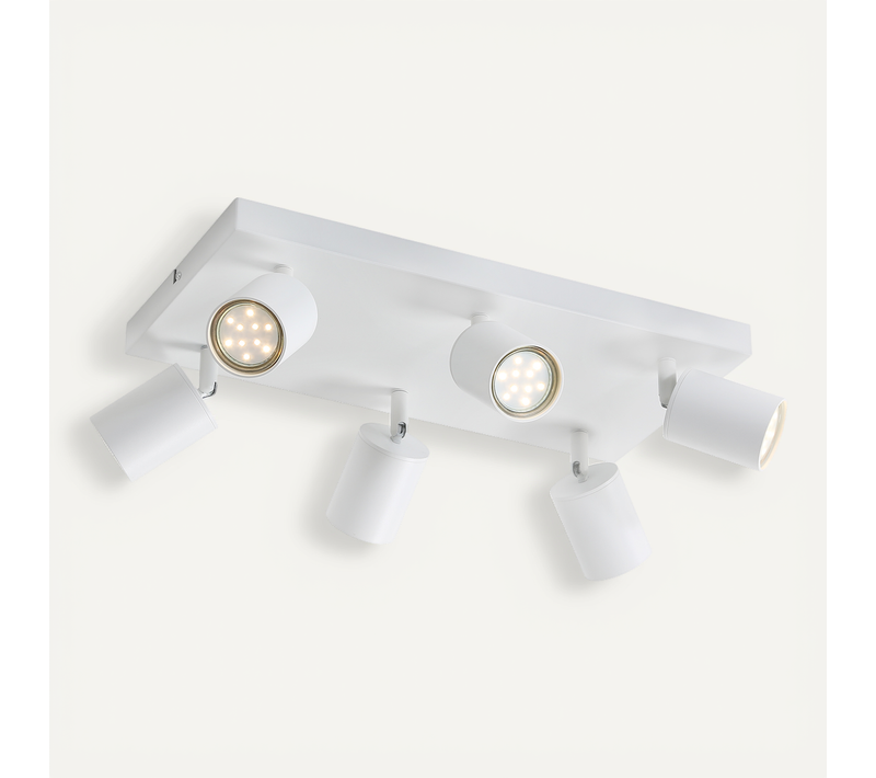 Plafonnier 6 Spots Gu10 Blanc Orientables 330° Industriel Moderne Salon (sans Ampoule)