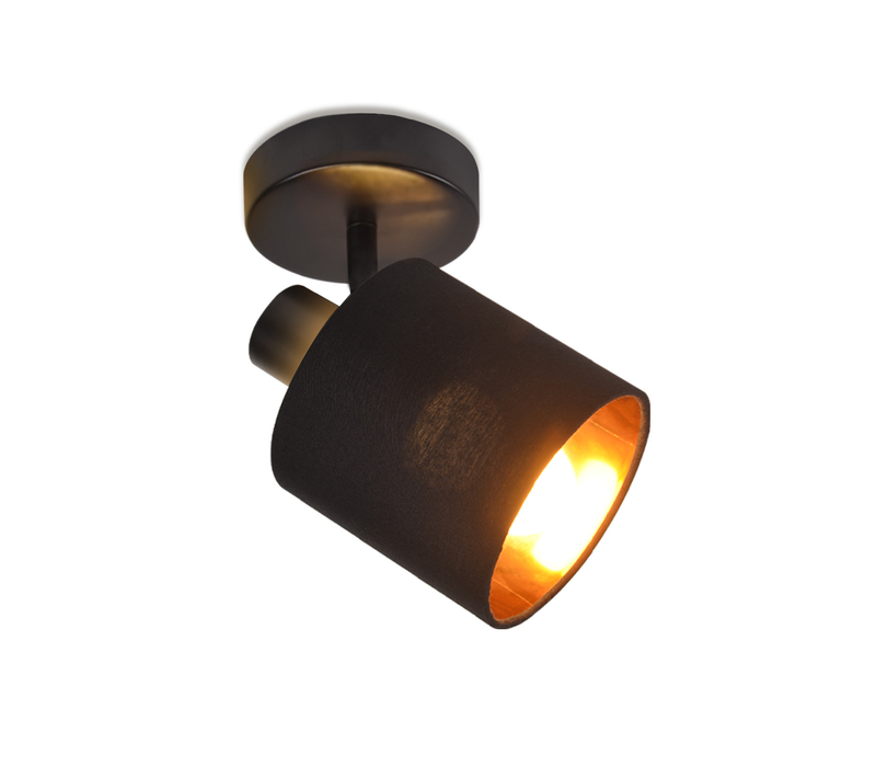 Spot Plafonnier Noir Vintage E14 Tissu Pivotant 350° Salon Chambre Couloir (sans Ampoule)