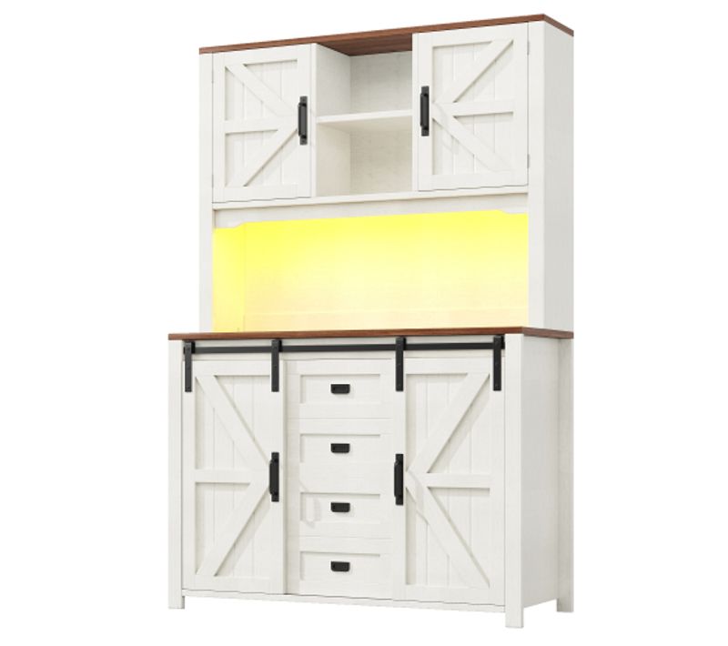 Buffet Haut De Cuisine - Mdf/metal - Blanc - 115x40x175 Cm