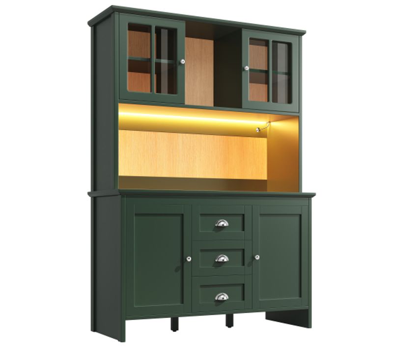 Buffet Haut De Cuisine - Mdf/metal - Vert/bronze - 120x40x179 Cm