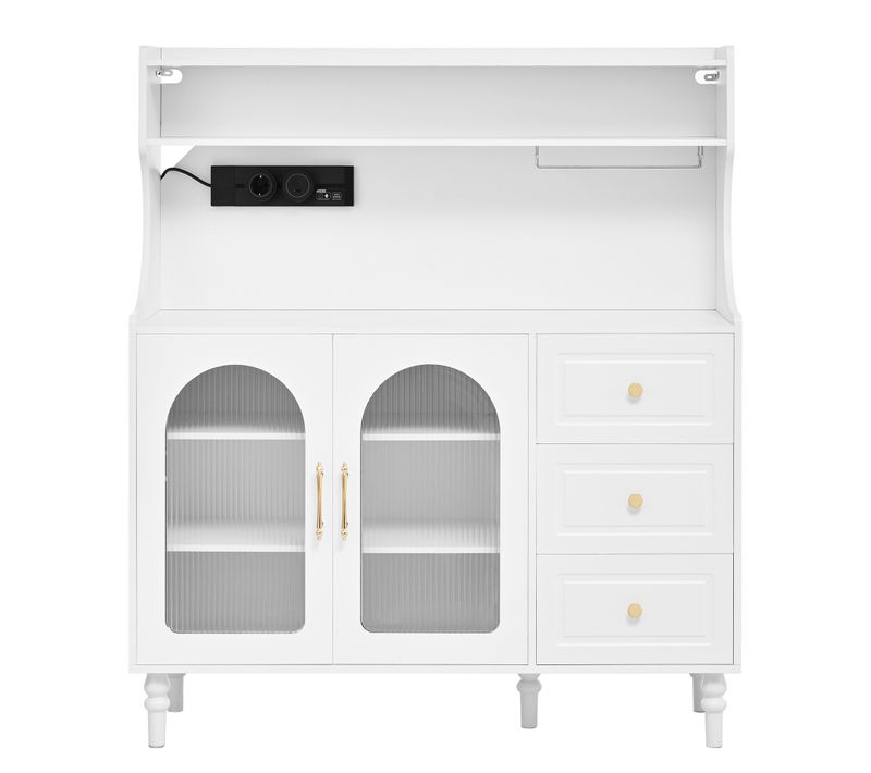 Buffet Haut Avec Tiroirs Et étagères Réglables - Mdf - Blanc - 120x40x138,5 Cm