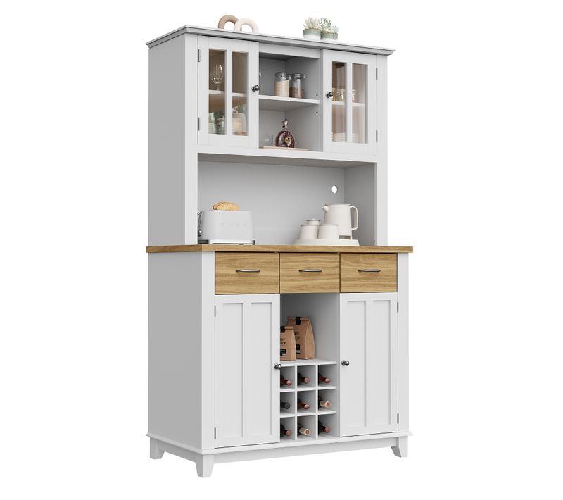 Buffet Mdf Et Métal Blanc 106x40x179,5 Cm Avec LED Et étagères Réglables