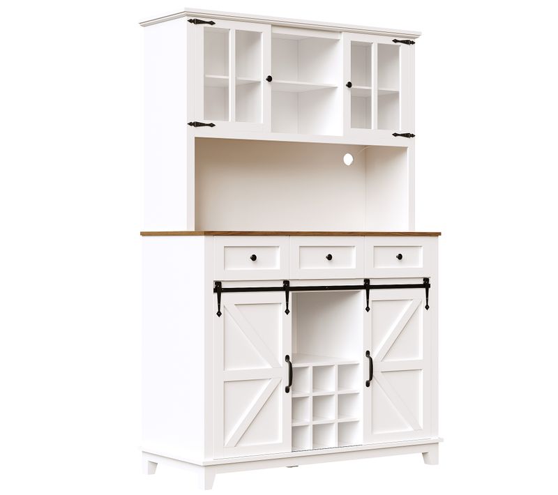 Buffet - Mdf Et Métal - Blanc - 105x38,4x180 Cm