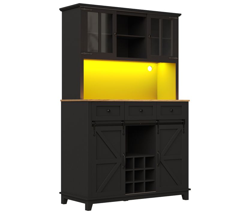 Buffet - Mdf Et Métal - Noir - 105x38,4x180 Cm