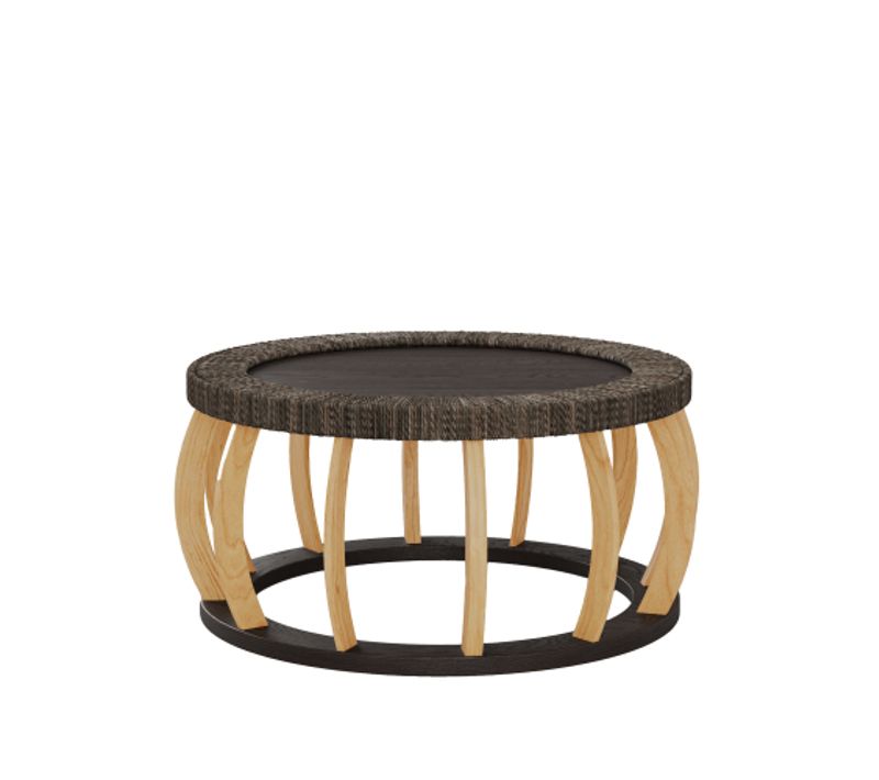 Table Basse Ronde Avec Rangement - Mdf - Brun Noir - 90x90x43 Cm