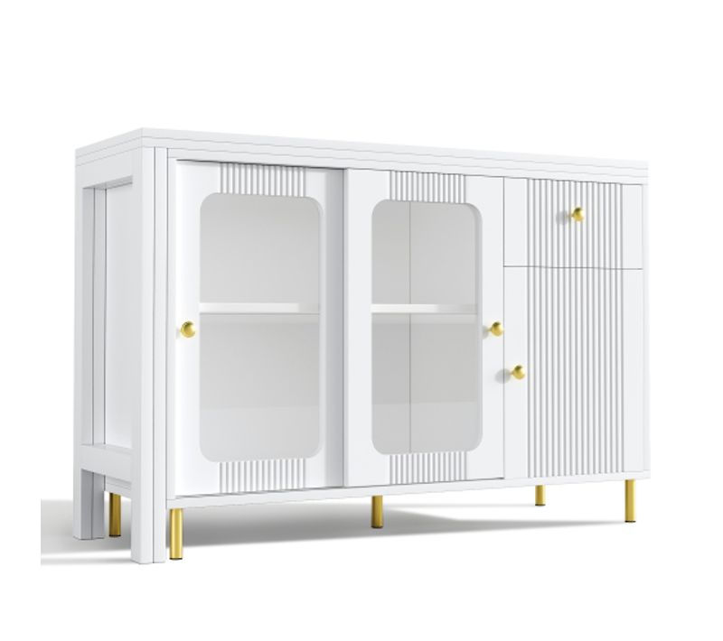 Buffet De Cuisine En Mdf - Blanc - 116x40x78,5 Cm Avec Plateau Extensible