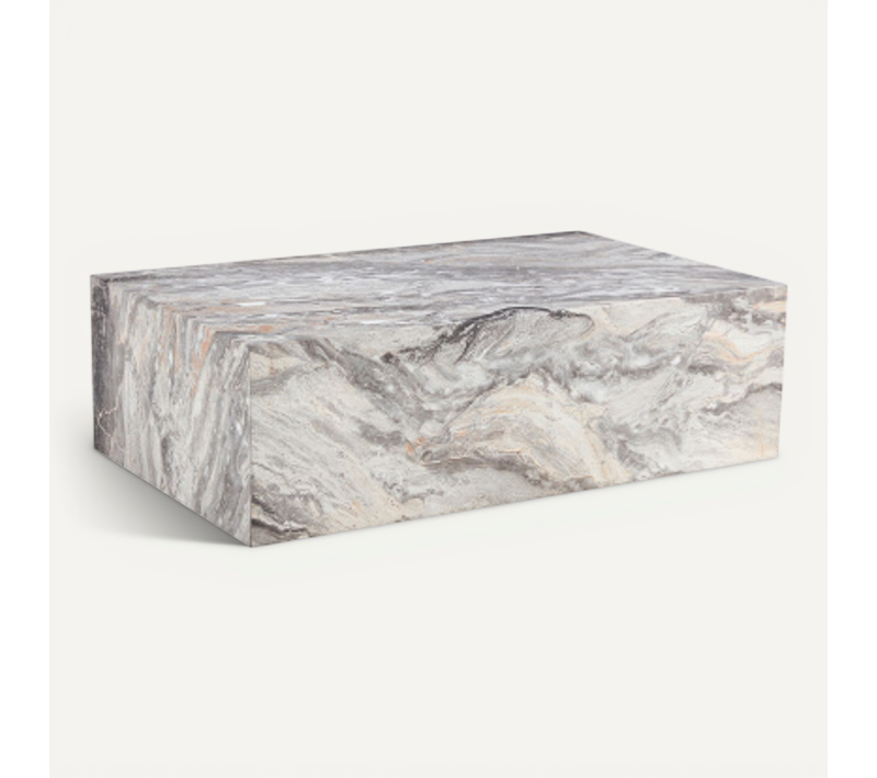 Table Basse Rectangulaire Monobloc - Mdf - Gris - 90x50x30 Cm