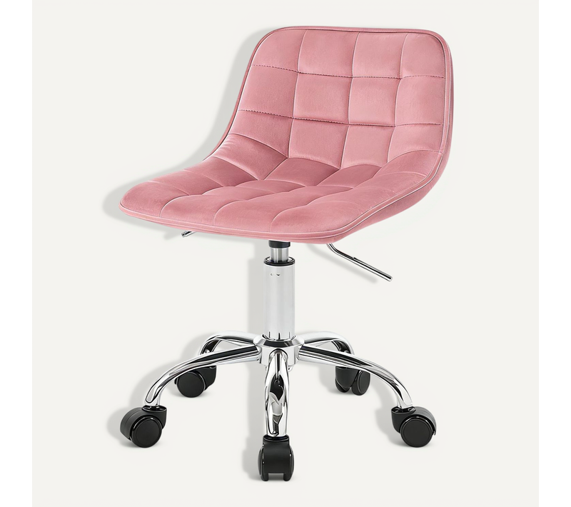 Chaise De Bureau / Make-up - Velours / Métal - Rose - 43x60-67,5x50 Cm