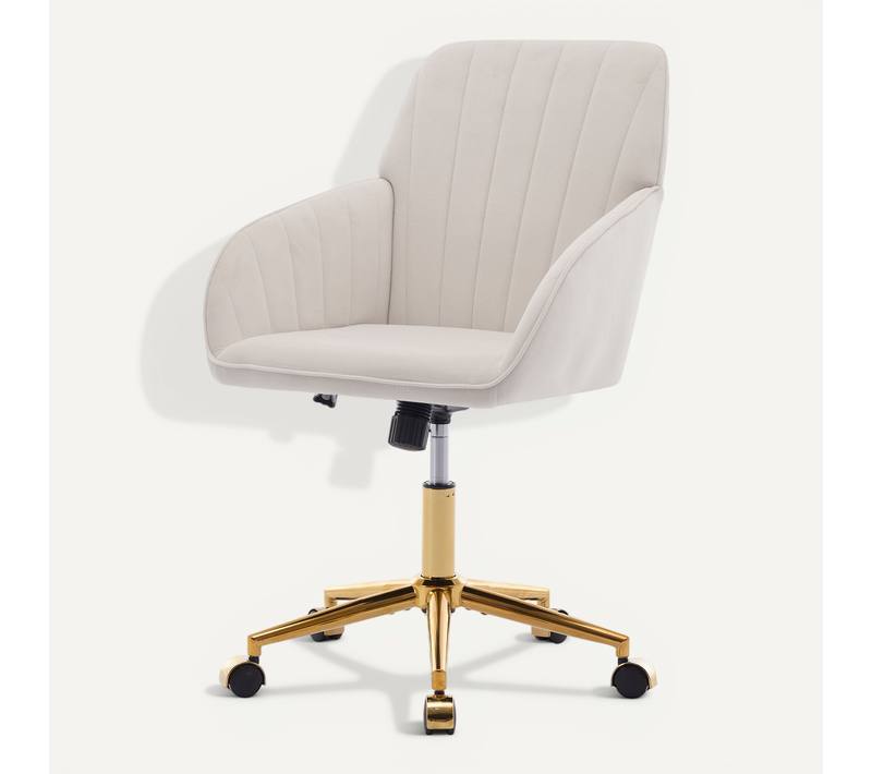 Chaise De Bureau Pivotante - Velours - Blanc - 62x60x97 Cm
