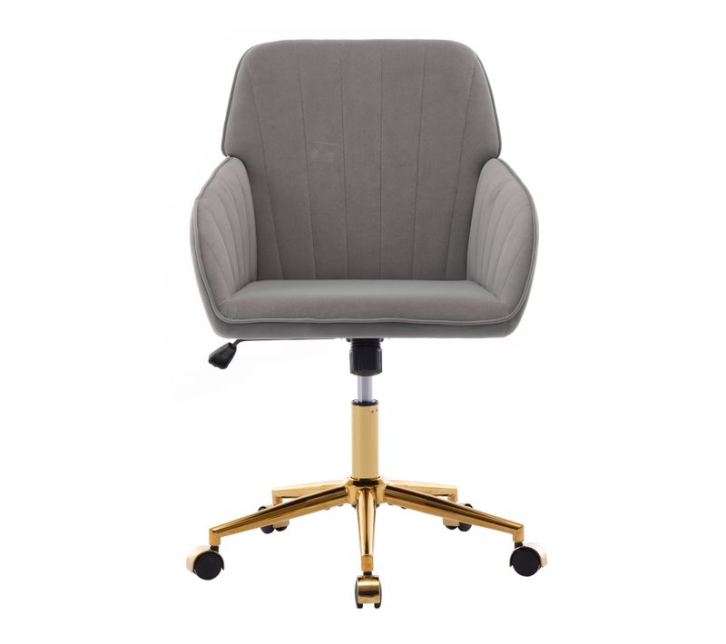 Chaise De Bureau Pivotante - Velours - Gris - 62x60x97 Cm
