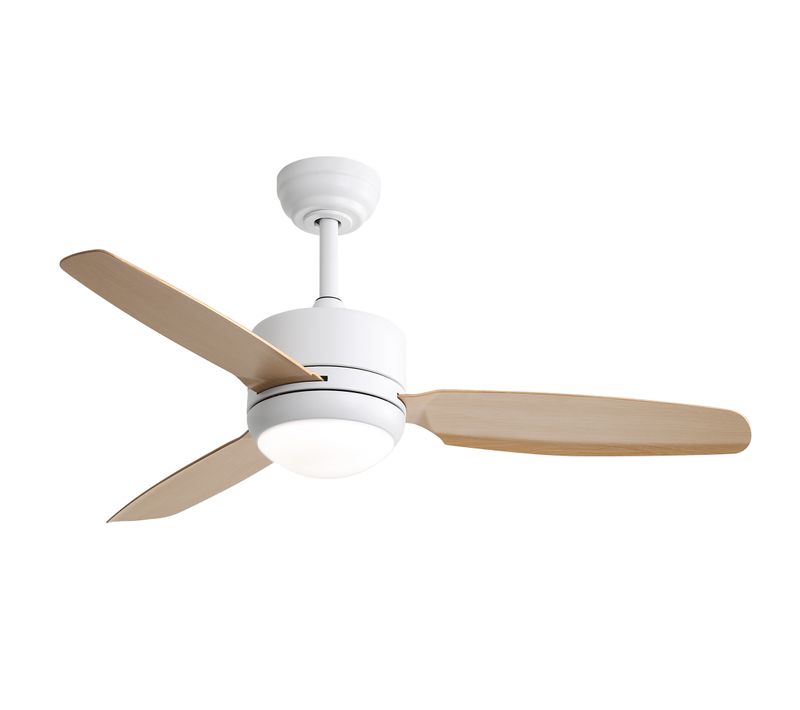 Ventilateur De Plafond - Abs Façon Bois Clair - Blanc - 116,8x116,8x54cm