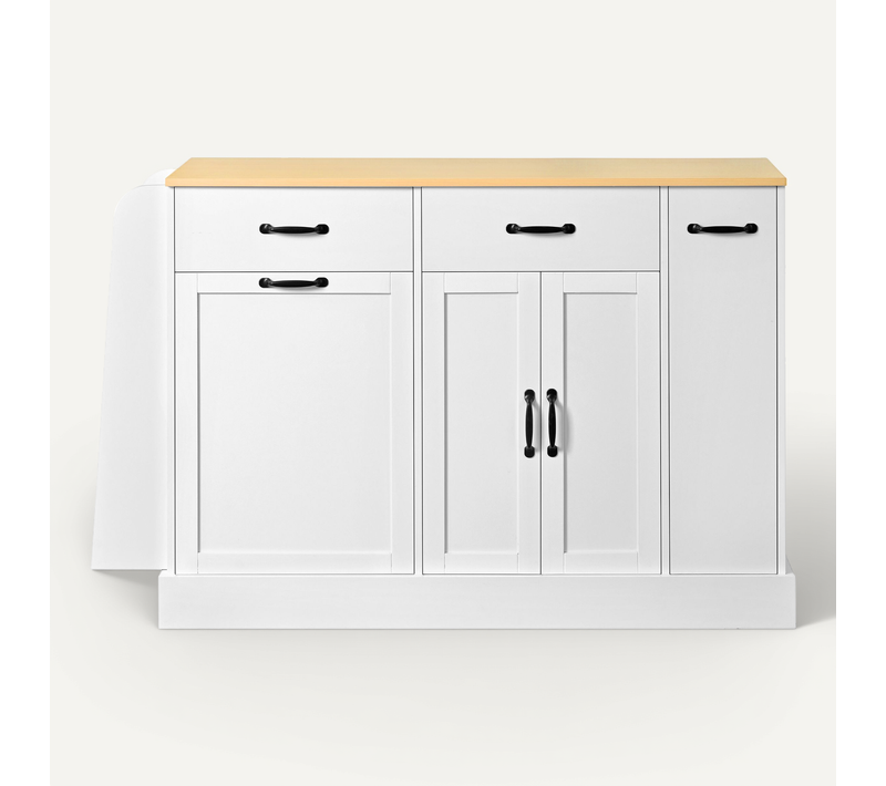 Buffet - Mdf - Blanc Et Chêne Clair - 133,5x40x86 Cm