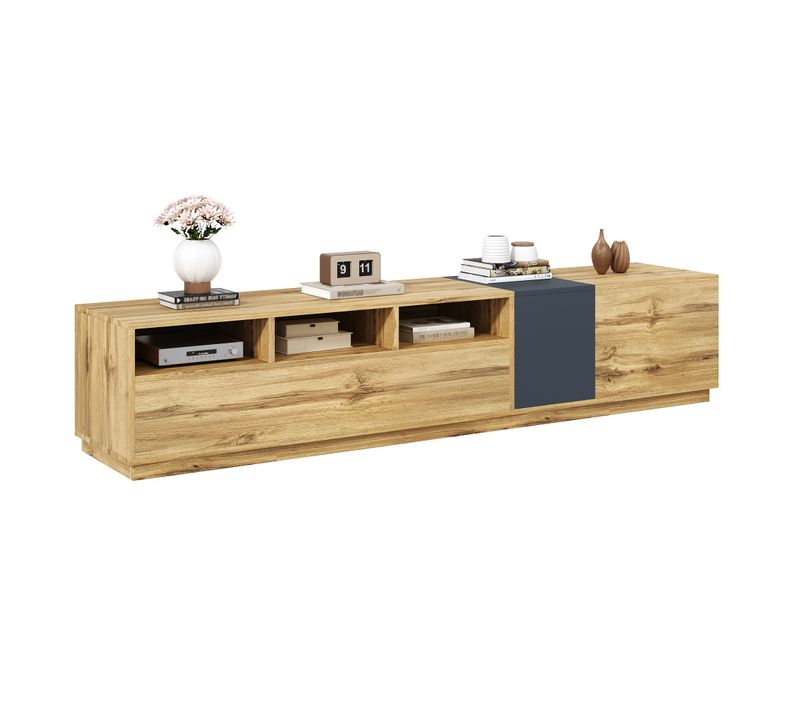 Meuble TV - Panneaux De Particules - Noir/gris - 200x45x45 Cm