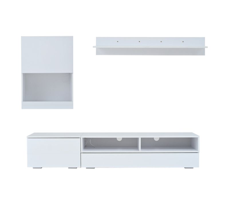 Meuble TV Mdf - Blanc - 175x39x34 Cm