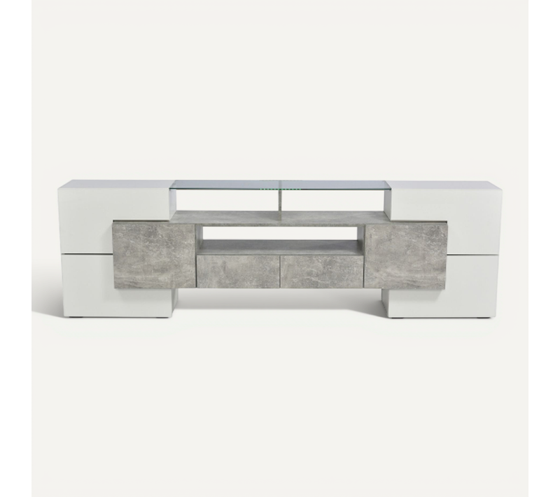 Meuble TV - Mdf - Blanc/gris - 200x35x60 Cm