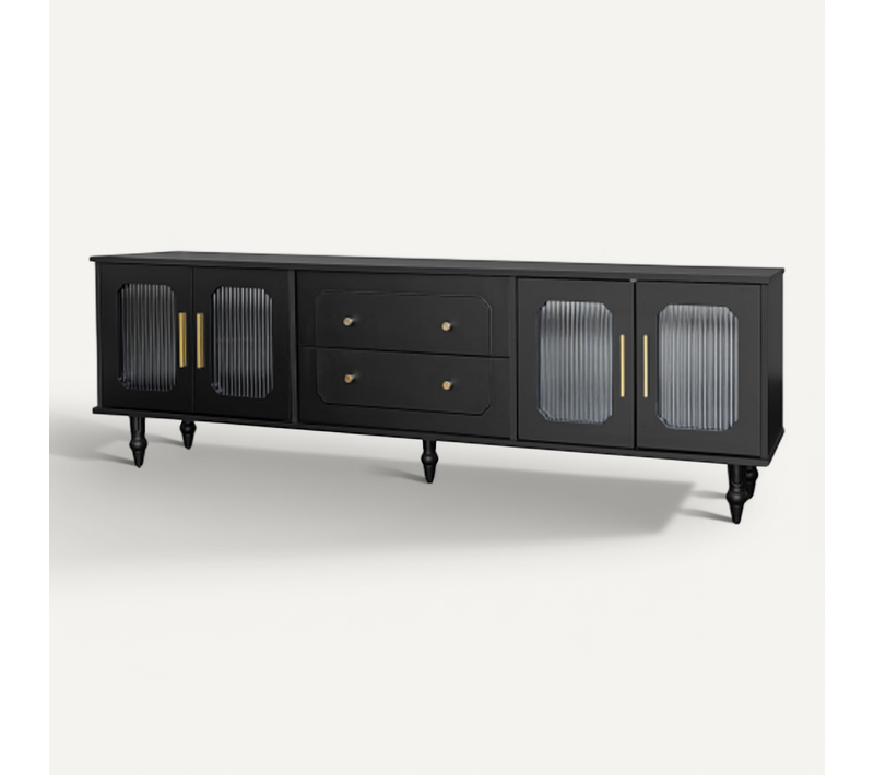 Lowboard TV - Particle Board - Noir - 175x38x55,5 Cm