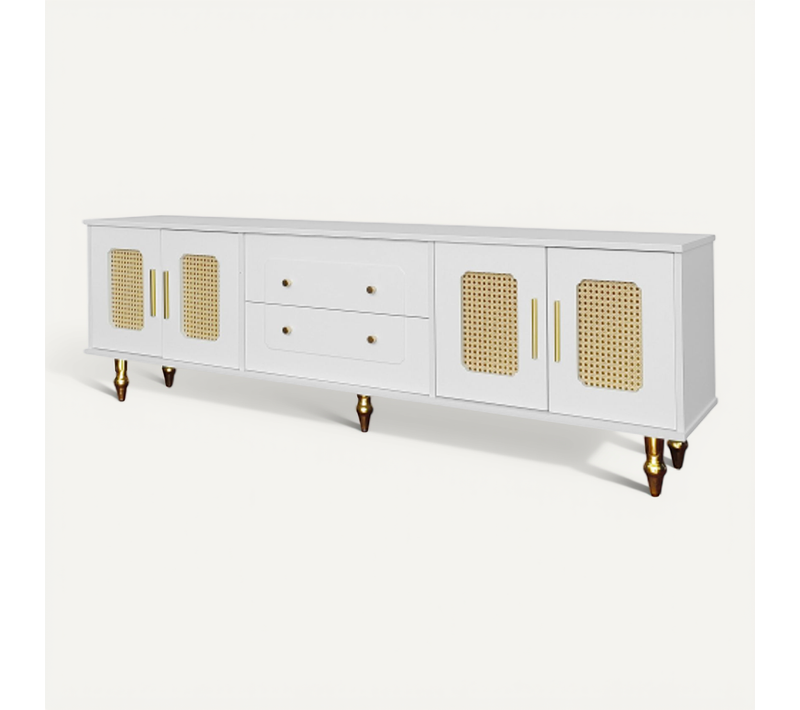 Lowboard TV - Particle Board - Blanc - 175x38x55,5 Cm