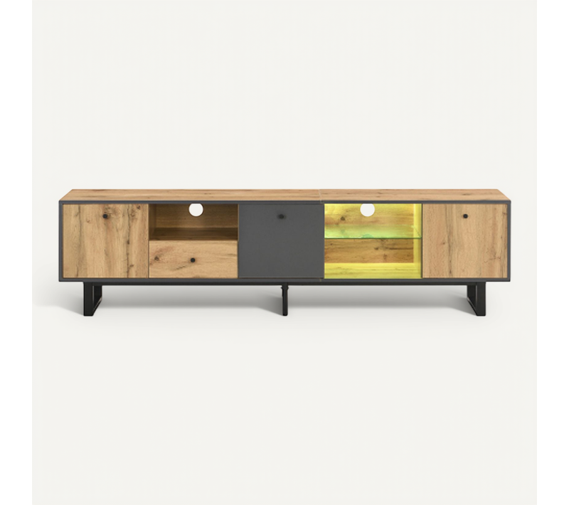 Lowboard TV - Particle Board - Bois/anthracite - 190x40x50 Cm