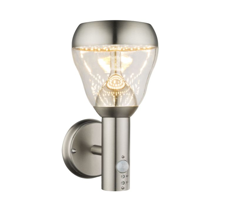 Applique D'extérieur En Inox Avec Capteur - H. 28,8 Cm - Argent Chromé