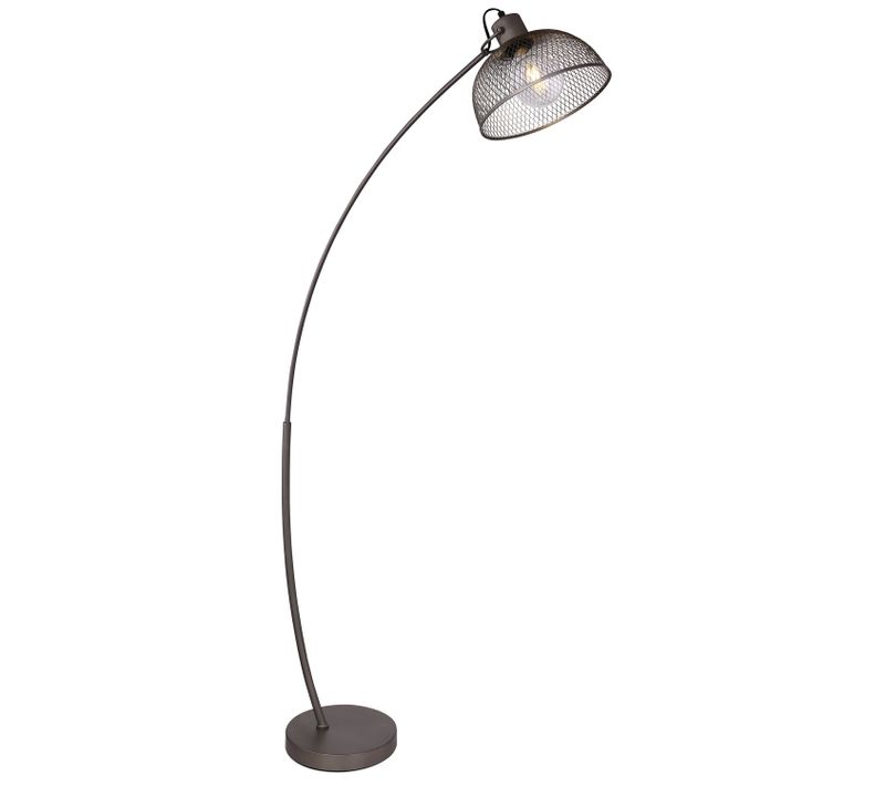 Lampadaire Arc Design Vintage Moniga - H. 160 Cm - Gris Chromé