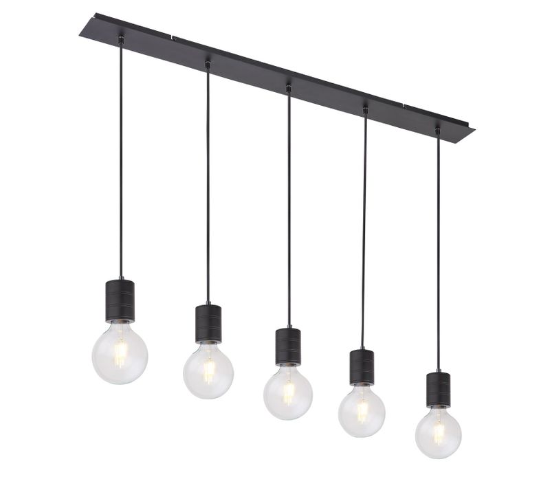 Suspension Design Métal Hermine - 5 Ampoules - Noir