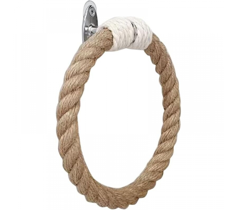 Porte-serviettes Corde Serviette Anneau Mural En Bois Serviette De Bain Anneaux Ferme Rustique Porte