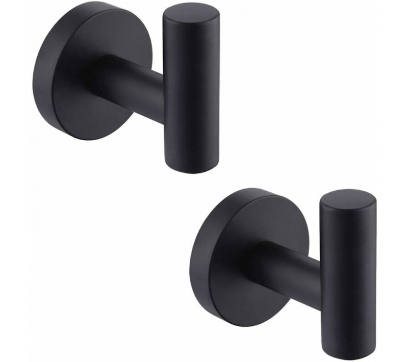 Lot De 2 Crochets Pour Vêtements De Salle De Bain, Crochet Rond Noir