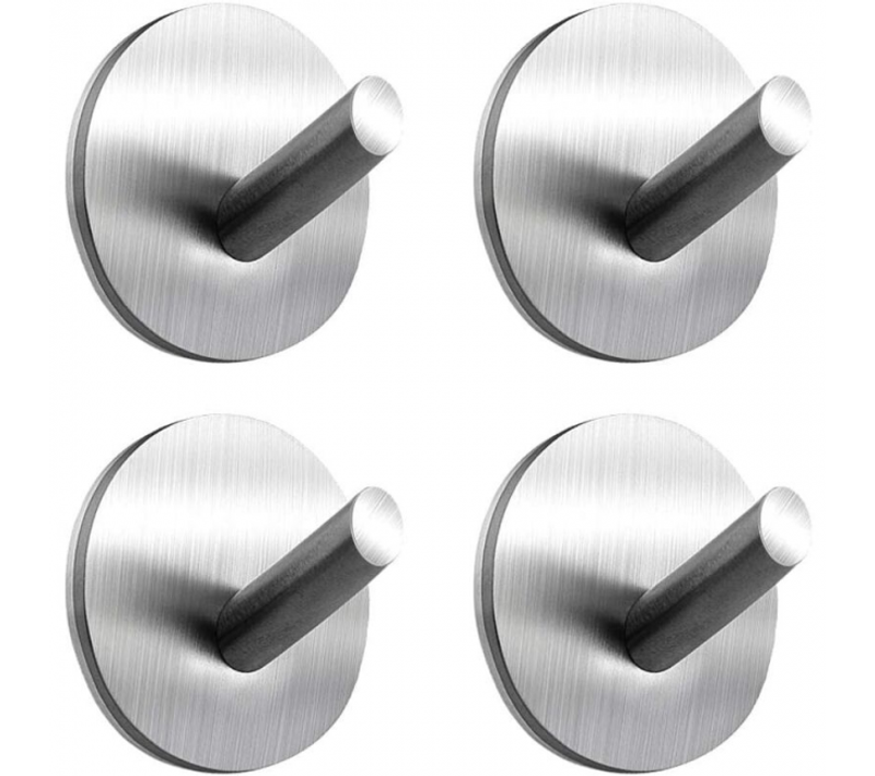 4 Pièces Argent Collant Crochet En Acier Inoxydable Salle De Bain Tenture Murale, Maison Et Bureau